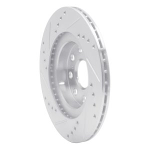 Toyota MR2 Spyder Brake Rotor (1) - Rear Right - R1 Concepts - Drilled & Slotted - Silver - `00-`05